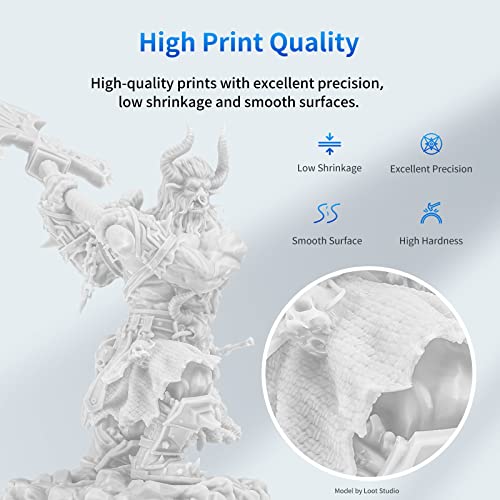 ANYCUBIC 3D Printer Resin, 405nm SLA UV-Curing Resin with High Precision and Quick Curing & Excellent Fluidity for LCD 3D Printing (White+White, 2kg) - color: White, size: 2kg