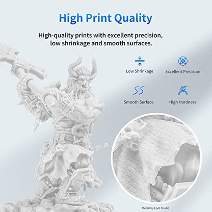 ANYCUBIC 3D Printer Resin, 405nm SLA UV-Curing Resin with High Precision and Quick Curing & Excellent Fluidity for LCD 3D Printing (White+White, 2kg) - color: White, size: 2kg