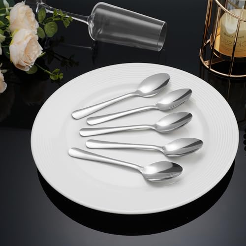 60 PCS Dinner Spoons Set - Windsor Stainless Steel Dinner Spoon 7.1 Inch with Dishwasher Safe Dessert Spoons, Metal Dessert Spoon, Silverware for Home, Kitchen or Restaurant - size: 60-piece Dinner Spoon