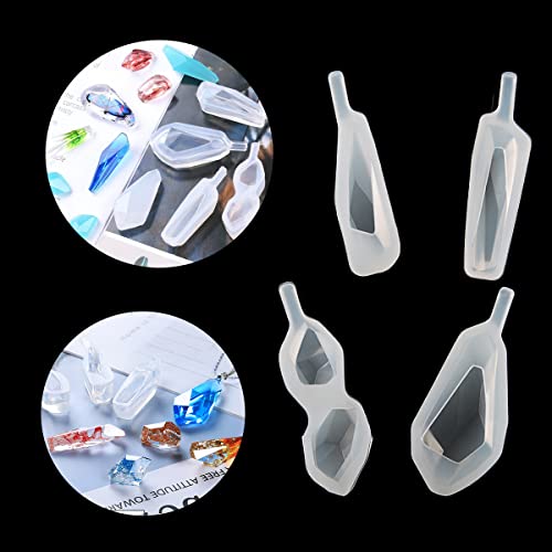 Suhome Crystal Resin Molds,15 PCS Silicone Molds for Resin, Pendulum Resin Pendant Molds for Making Necklace, UV - color: Pendant