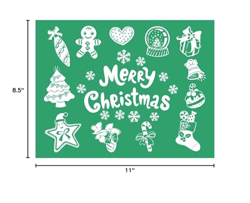 Christmas Gingerbread Man Self-Adhesive Silk Screen Stencils,Crutch Candy Screen Printing Stencils for Craft Xmas Chalk Stencil Transfers Reusable Stencils for Painting on Wood T-Shirt Fabric Card - color: Merry Christmas stencils