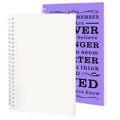 JOHSBYD 2Pcs Blank Spiral Notebook,Inspirational Gifts A5 Hardcover Sketch Book,Art Sketchbook for Drawing, Unlined, Plain Sketch Book for Women Men Work Writing,160 Pages (2, Blank Page Purple) - color: Blank Page Purple