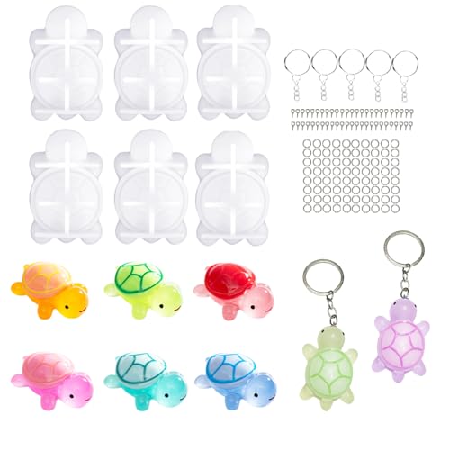 YRIHJIXQ 6Pcs Turtle Epoxy Resin Silicone Mold | Mini Resin and Plaster Molds,Keychain Pendant Accessories