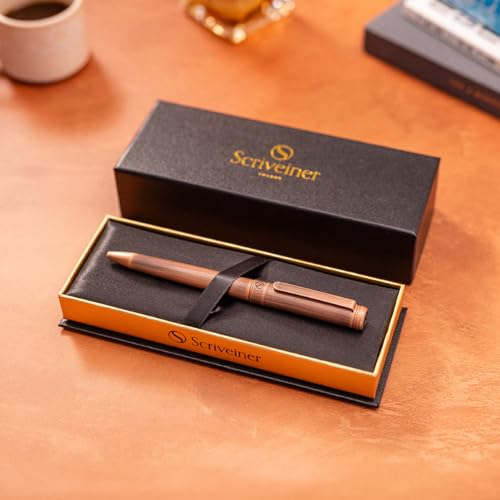 Scriveiner Copper Ballpoint Pen - Stunning Luxury Pen, Schmidt Black Refill, Best Ball Pen Gift Set for Men & Women, Professional Executive Office, Nice Fancy Designer Pens - color: 9. Copper