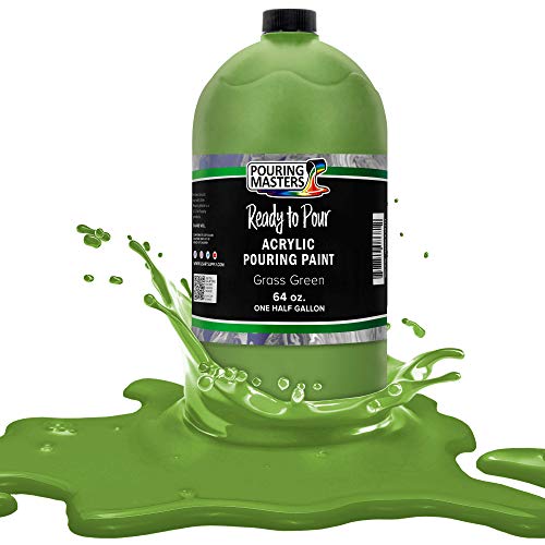 POURING MASTERS Grass Green Acrylic Ready to Pour Pouring Paint - Premium 64-Ounce Pre-Mixed Water-Based - for Canvas, Wood, Paper, Crafts, Tile, Rocks and More - color: Grass Green, size: 64 Fl Oz (Pack of 1)