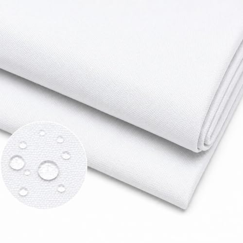 600 Denier 60" Wide Waterproof, Water Repellant Canvas Fabric for Indoor/Outdoor Projects, Upholstery, Home Decor - Sold by the Yard - color: White, size: 1 Yard