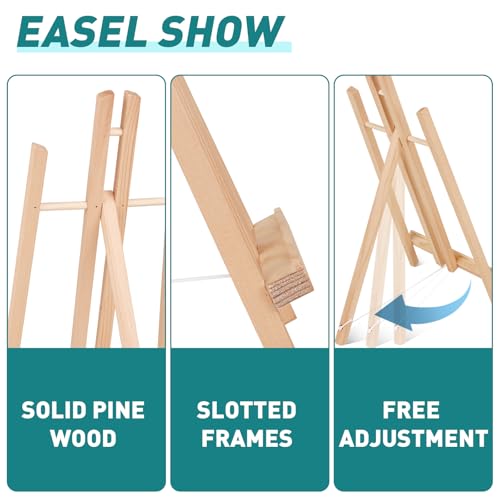 ESRICH 6 PCS 16 Inch Wood Easels, Tabletop Easel for Painting,Painting Party, Displaying Canvases, Kids Student Table School Desktop, Portable Canvas Photo Picture Sign Holder - style: 16"-6P