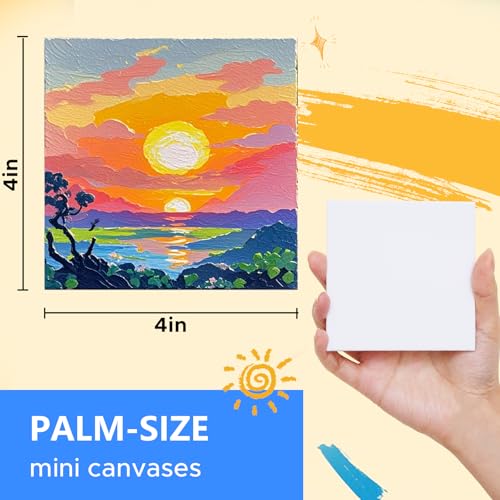Mini Canvas for Painting 4x4 inch, 72 Pack Small Canvases Bulk for Kids Art Novices, Acrylic Oil Painting Canvases for Leisure Art, Blank Canvas Panels Gesso Primed Acid-Free 100% Cotton - size: 4"x4" - 72pcs