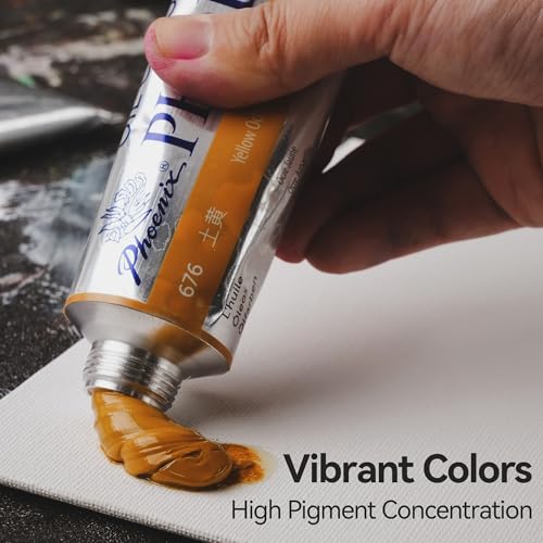 PHOENIX Artist Oil Paint Set - 12 Color x 1.35 Oz. / 40ml Tubes Professional Quality Oil Based Paint for Canvas Painting - color: 12 colors