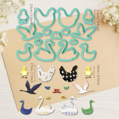 ORIGACH 15 Pcs Farm Animals Chicken Duck Polymer Clay Cutters Set Earring Clay Cutter DIY Craft Supplies for Earring and Jewelry Making - style: Farm Animals
