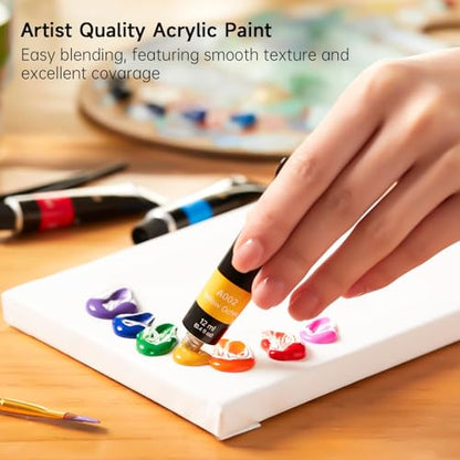 Shuttle Art Acrylic Paint Set, 16 x12ml Tubes Artist Quality Non Toxic Rich Pigments Colors Great for Kids Adults Professional Painting on Canvas Wood Clay Fabric Ceramic Crafts - color: 16 Colors
