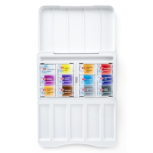 White Nights Professional Watercolor Set – Atlas Botanical Collection, 12 Full Pans, Artist Grade, Vibrant & Lightfast Colors in Durable Box by Nevskaya Palitra