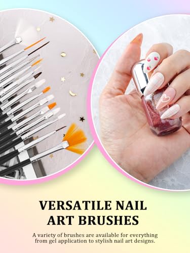 YOOVR Nail Art Tools Set, Nail Stand for Press on Holder for Painting Nails, Nail Art Brushes, Liner Brushes, Nail Dotting Tool, Must Haves Design Tools Supplies Kit for Nail Tech & Beginners (Black) - color: Black