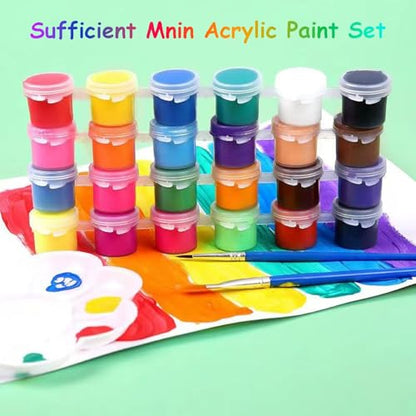 1400Pcs Mini Acrylic Paint Set, 100 Sets 12 Colors Washable Acrylic Paints Bulk with 200 Paint Brushes, Small Painting Strips Kit for Beginners Students Adults Craft Party