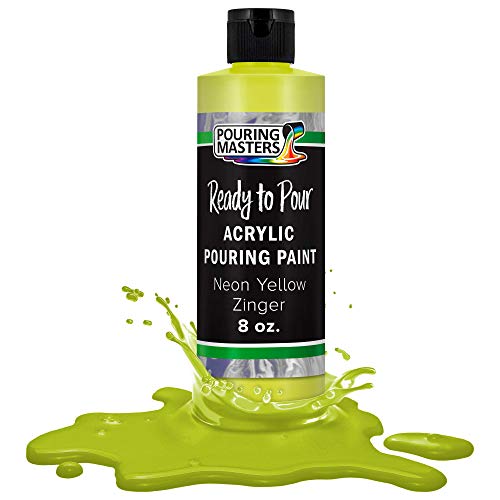 Pouring Masters Neon Yellow Ready to Pour Acrylic Pouring Paint - Premium 8-Ounce Pre-Mixed Fluid Acrylic Paint - Fluid Art Supplies for Canvas, Wood, Paper, Tile & Rocks - color: Neon Yellow Zinger