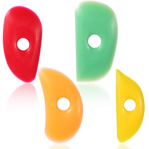 4 PCS Pottery Rib Tools Silicone Ribs Pottery Trimming Tools Soft Silicone Sculpting Tool Multi Styles Wheel Rib Tool for DIY Pottery-Shapes (Classic Style)