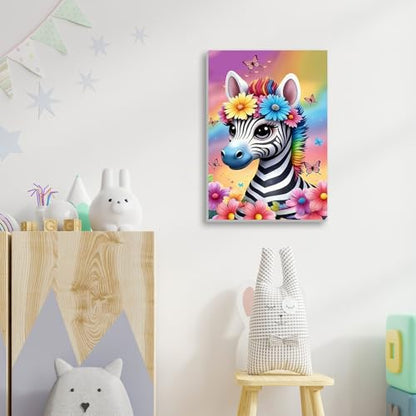 WEMEON Zebra Paint by Numbers Kit for Kids with Frame and Easel, Easy Paint by Numbers Kits for Kids Ages 8-12, Small Painting by Number for Birthday Gift, Painting Party(8X12inch) - color: DAYH-0073-US(8X12inch)