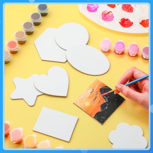 Engrowtic 60 Pcs Mini Magnetic Canvas Panel Boards Magnetic Painting Canvas Panel Various Size for Painting Fridge Locker Art Crafts DIY(Classic) - style: Classic