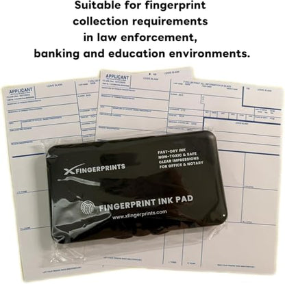 Fingerprint Ink Pad 6-Pack, Ultra-Black Quick-Dry Washable Ink, 10,000+ Crisp Impressions, Large 6.2” Microporous Pad with Snaplock Case, Non-Toxic for Banks, Schools, Legal & Law Enforcement - size: Rectangle Large｜6-Pack