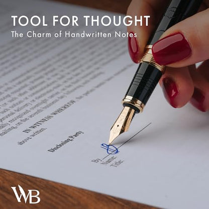 Wordsworth & Black Primori Fountain Pen Set [Black Gold]; Medium Nib, Gift Case, 24 Ink Cartridges, Refill Converter, Manual; Journaling, Calligraphy, Smooth Writing Pens; Left & Right Handed - color: Black Gold, style: Medium Nib