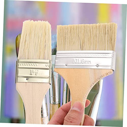 ARTIBETTER 5pcs Wooden Handle Thick Bristle Paint Brush Set for Oil and Watercolor Painting Art Supplies for and Industrial Use