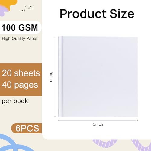 Hardcover Blank Book,100GSM White Blank Books for Kids to Write Stories,40 Pages 5x5 Inch Blank Page Journal Make Your Own Book Ideal for Teens Reading Writing Drawing Guestbook (12, White-5*5inch) - color: White-5*5inch