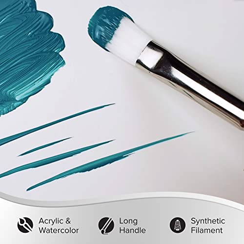 Silver Brush Limited SW-1586S Silverwhite Short Handle Filbert Brushes with Soft White Synthetic Taklon, 5pc Professional Painting Set for Acrylic, Watercolor, Gauche, Ink, Dye, Craft Paint & Tempera - style: 5 Pc, Short Handle Filberts