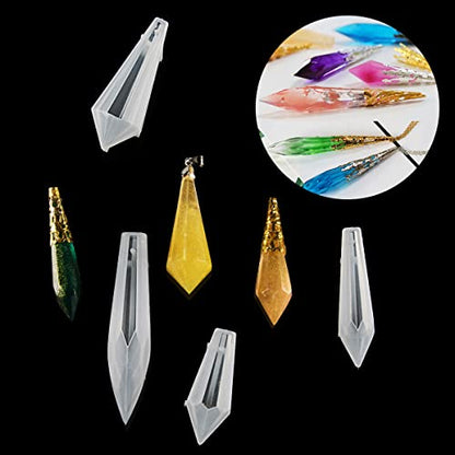 Suhome Crystal Resin Molds,15 PCS Silicone Molds for Resin, Pendulum Resin Pendant Molds for Making Necklace, UV - color: Pendant