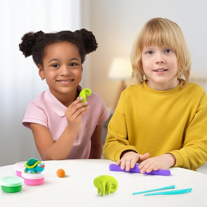 Hey Clay 15 Cans Set - Colourful Modelling Kids Air-Dry Clay 15 Cans with Sculpting Tools and Fun Interactive Instructions for Children Age 3+ (Exotic Pets) - style: Exotic Pets