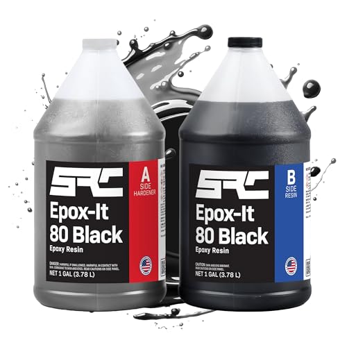 SRC Epox-It 80 Black Epoxy Resin 2 Gallon, UV & Scratch Resistant | High-Gloss Pure Black Resin, No Epoxy Dye, Pigment, or Mica Powder Needed, for DIY Bubble, Tabletops, Art, Jewelry Making - color: Black, size: 2 Gal
