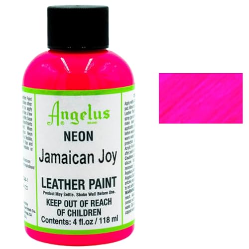 Angelus Neon Acrylic Leather Paint for Shoes, Boots, Jackets, Art, Customizing, Sneakers, Bags, & More – Jamaican Joy – 4oz