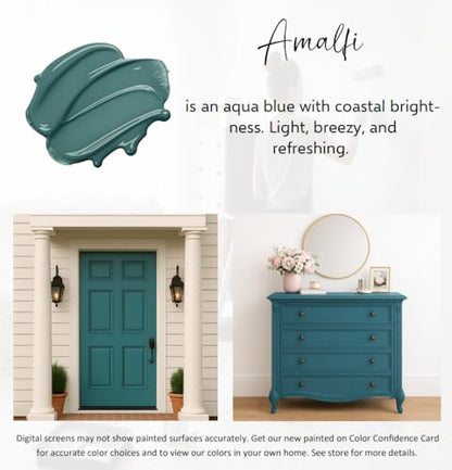 ALL-IN-ONE Paint by Heirloom Traditions, Amalfi (Agua Blue), Gallon - Durable cabinet and furniture paint. Built in primer and top coat, no sanding needed. Includes our 30 featured color card. - color: Amalfi, size: 128 Fl Oz (Pack of 1)