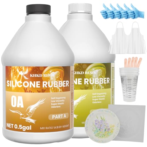 KHKD RESIN 0A Silicone Mold Making Kit 1 Gallon, Platinum Cure 4H Cure | Translucent Non-Toxic Liquid Mold Silicone Rubber, Super Elastic for 3D, resin, and silicone molds 1:1 Mixing Ratio - size: 1 GALLON