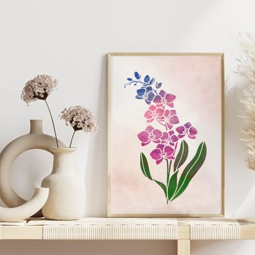 Large Orchid Stencil - Flower Stencils for Painting on Wood, Canvas, Paper, Fabric, Wall, Furniture - Stencils for Crafts Reusable for Art & Pattern Template -Floral Stencil (12x15 inch) - style: Orchid 12x15 Inch
