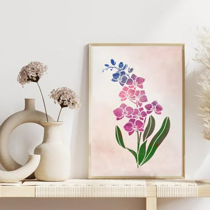 Large Orchid Stencil - Flower Stencils for Painting on Wood, Canvas, Paper, Fabric, Wall, Furniture - Stencils for Crafts Reusable for Art & Pattern Template -Floral Stencil (12x15 inch) - style: Orchid 12x15 Inch