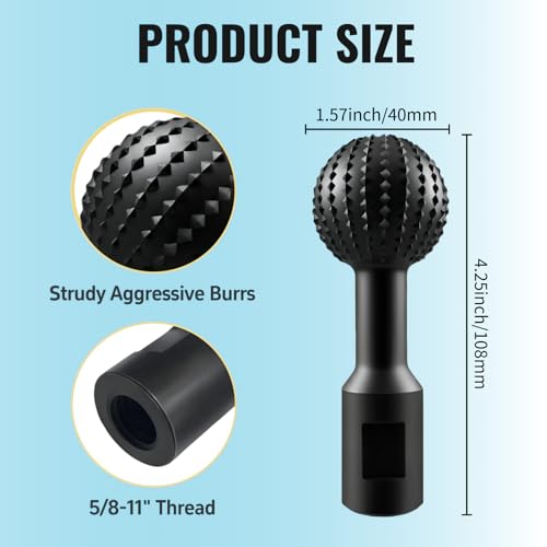 AUPREX Ball Gouge for Angle Grinder, 40mm Sphere Rotary Burr, Power Carving Tools for Wood Shaping, Angle Grinder Attachments for 4 1/2 and 5 Inch Grinders with 5/8-11 Threads - style: 1 PACK