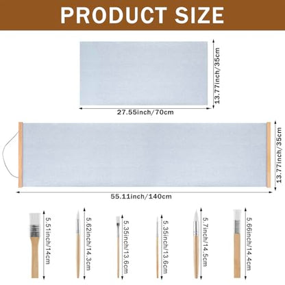 2 Pieces Kids Magic Water Drawing Poster, Reusable Mess-Free Water Doodle Mat with Teak Wood Frame, Large Water Painting Cloths Included, Educational Art Toy Gift for Toddlers Boys & Girls