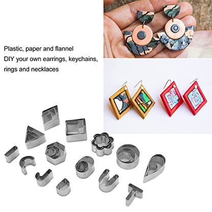 Clay Earring Making Kit, Polymer Jewelry DIY Kit with 30 Stainless Steel Cutters, Earring Hooks & Cards, for Clay, Polymer Clay, Fondant and Craft Projects