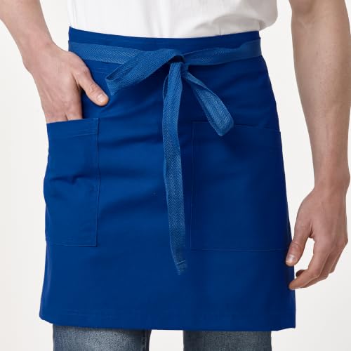 Unisex Waist Apron with Pockets Waiter Bar Half Bistro Apron 4251BY - color: Royal, size: 1 Pack