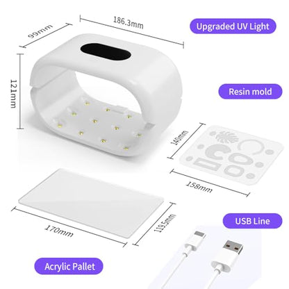 OSBANG Upgraded UV Light for Resin, Double-Sided Fast Curing UV Resin Lamp with USB Line & Large Digital Display Timer, Longer Time Setting UV Light with Silicone Mold for Craft, Jewelry Making - size: UV Resin Light M2
