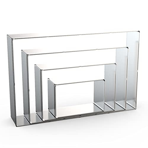 Rectangle Cookie Cutter Set Large - 5 Inch, 4 Inch, 3 Inch, 2 Inch - Geometric Frame Plaque Cookie Cutters Shapes Biscuit Molds - Stainless Steel - color: Rectangle