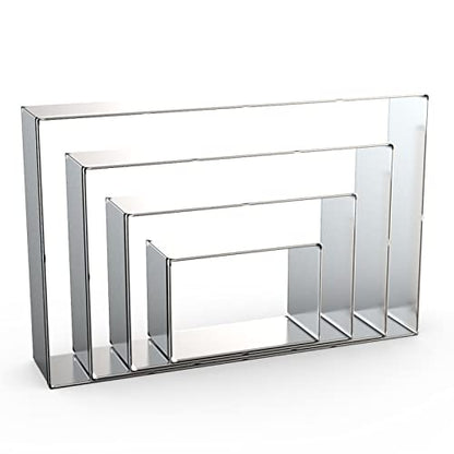 Rectangle Cookie Cutter Set Large - 5 Inch, 4 Inch, 3 Inch, 2 Inch - Geometric Frame Plaque Cookie Cutters Shapes Biscuit Molds - Stainless Steel - color: Rectangle