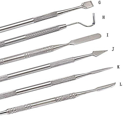 New Wax Carvers Set Double Ended Dental Wax Modeling Sculpting Tools Dental Picks Polymer Pottery Clay Carving Tool Stainless Steel 12 Pieces