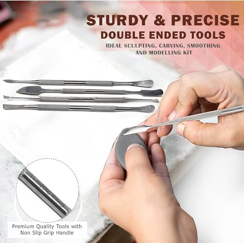 A2ZScilab - Stainless Steel Spatula Wax & Clay Sculpting Tool Carver Set, Carving Pottery Tools - Sculpture Shaper Polymer Modeling Tools for Clay, Pottery, Ceramics Artwork & Holiday Crafts (4PCS) - style: 4PCS
