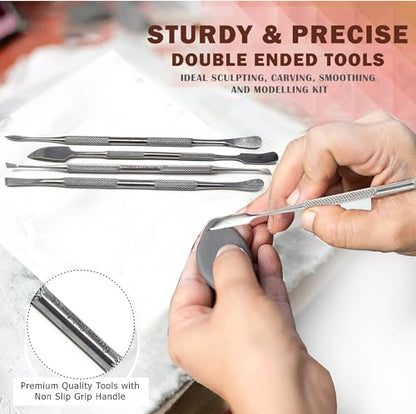 A2ZScilab - Stainless Steel Spatula Wax & Clay Sculpting Tool Carver Set, Carving Pottery Tools - Sculpture Shaper Polymer Modeling Tools for Clay, Pottery, Ceramics Artwork & Holiday Crafts (4PCS) - style: 4PCS