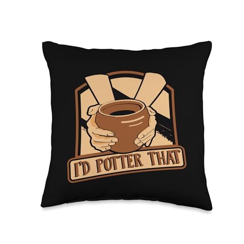 Professional Pottery Aprons Love Tools Kit Gifts I'd Potter Pro Wheel Hobby Lover Pottery Throw Pillow, 16x16, Multicolor - size: 16x16