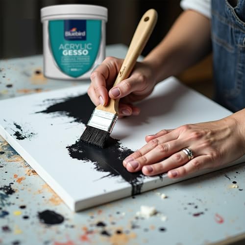 BLUEBIRD Canvas Board Set of 10 (2 each of 4x4, 5x7, 8x10, 9x12, 11x14) Acrylic Gesso 28.2 Oz - Black