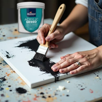 BLUEBIRD Canvas Board Set of 10 (2 each of 4x4, 5x7, 8x10, 9x12, 11x14) Acrylic Gesso 28.2 Oz - Black