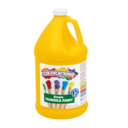Colorations Paraben-Free Tempera Paint for Kids - 1 Gallon, Vibrant Yellow. Non-Toxic and Made in the USA, Classroom Must Haves, Bulk Arts and Crafts Supplies - color: Yellow
