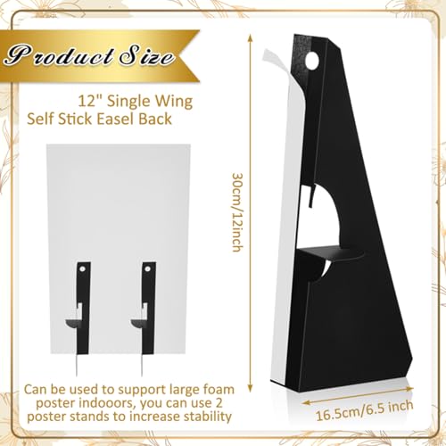 Marspark 12 Pack Poster Stand Self Stick Easel Back Poster Board Stand Convenient Peel and Stick Self Adhesive Easels Display Cardboard Sign (12 Inch) - color: Black, size: 12 Inch